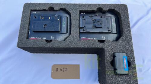 WEVI CW7 wireless system (1TX, 1RX) VL-60p vlok battery PSU, contained in foam moulding/packaging.