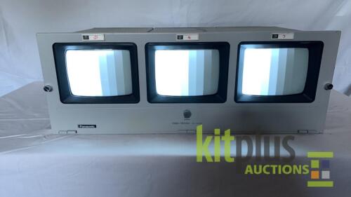 (Qty 3) Panasonic WV-5000B 5 inch B/W CRT monitors in rack