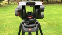 Manfrotto 504 HD Tripod head with legs, floor spreaders and pan bar in original carry bag. - 6