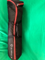 Manfrotto 504 HD Tripod head with legs, floor spreader in original carry bag. Pan handle missing. Please see lot 82 for pictures in fully extended position. - 16
