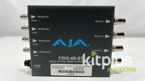 (QTY 1) AJA FIDO-4RST 4-Channel Single-Mode ST Fiber to 3G-SDI Receiver