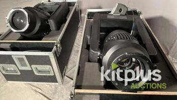 (Qty 2) VARI-LITE VL1000TS Moving spot heads in individual flight cases. (One unit described as noisy)