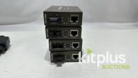 (QTY 4) TP-Link MC210CS Gigabit Media Converters with 2 power supplies shown - 2