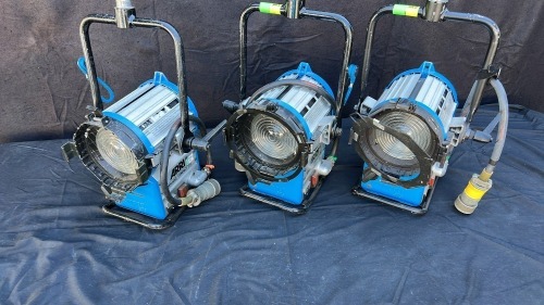 3x ARRI Daylight Compact 575 Lamps with 1x ARRI 1200EB Ballast, 1x ARRI 575/1200EB Ballast, 1x 575CB Ballast, and Header Cables