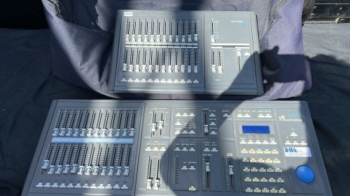 Strand lighting LX small desk and Strand GSX lighting control desk.