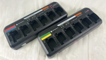 Motorola 6-way Multi-Charger for R2, CP040 & DP1400 two way radios, with charging bays