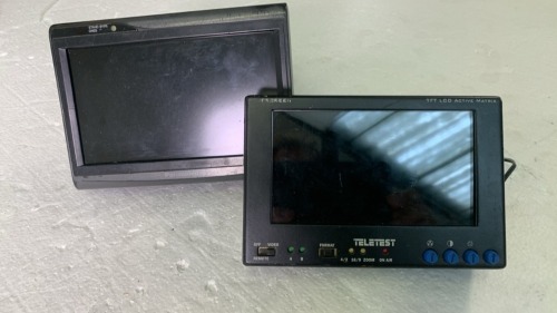 2x Monitors (Teletest 5.8" TFT LCD Active Matrix Monitor + Panasonic 7" Portable Monitor with 4-pin 12v Out)