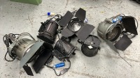 5x studio light bundle and 1x strobe light - make and wattage un knownn , see photos