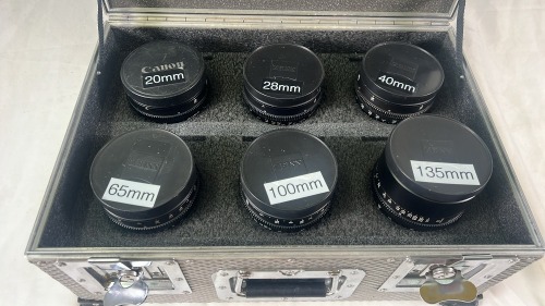 ARRI Ultra Prime kit featuring, 20mm, 24mm, 28mm,40mm,65mm,100mm,135mm. in metal flight case.