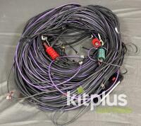 SMPTE cable [PAIR] with Red and green terminators. BNC and mains. Suspect 100ft. Not measured. - 2