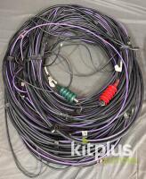 SMPTE cable [PAIR] with Red and green terminators. BNC and mains. Suspect 100ft. Not measured. - 4