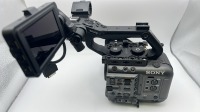 Sony FX6 camera body with top handle & side grip, monitor, monitor mount and viewfinder attachment. - No case. No Battery