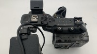 Sony FX6 camera body with top handle & side grip, monitor, monitor mount and viewfinder attachment. - NO case. No Battery - 3