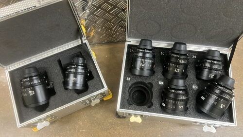 Sigma Cine High Speed Prime lens Kit - 14mm T2.0, 20mm T1.5, 24mm T1.5, 50mm T1.5, 85mmT1.5, 105mm, T2.0 135mm in metal flight case